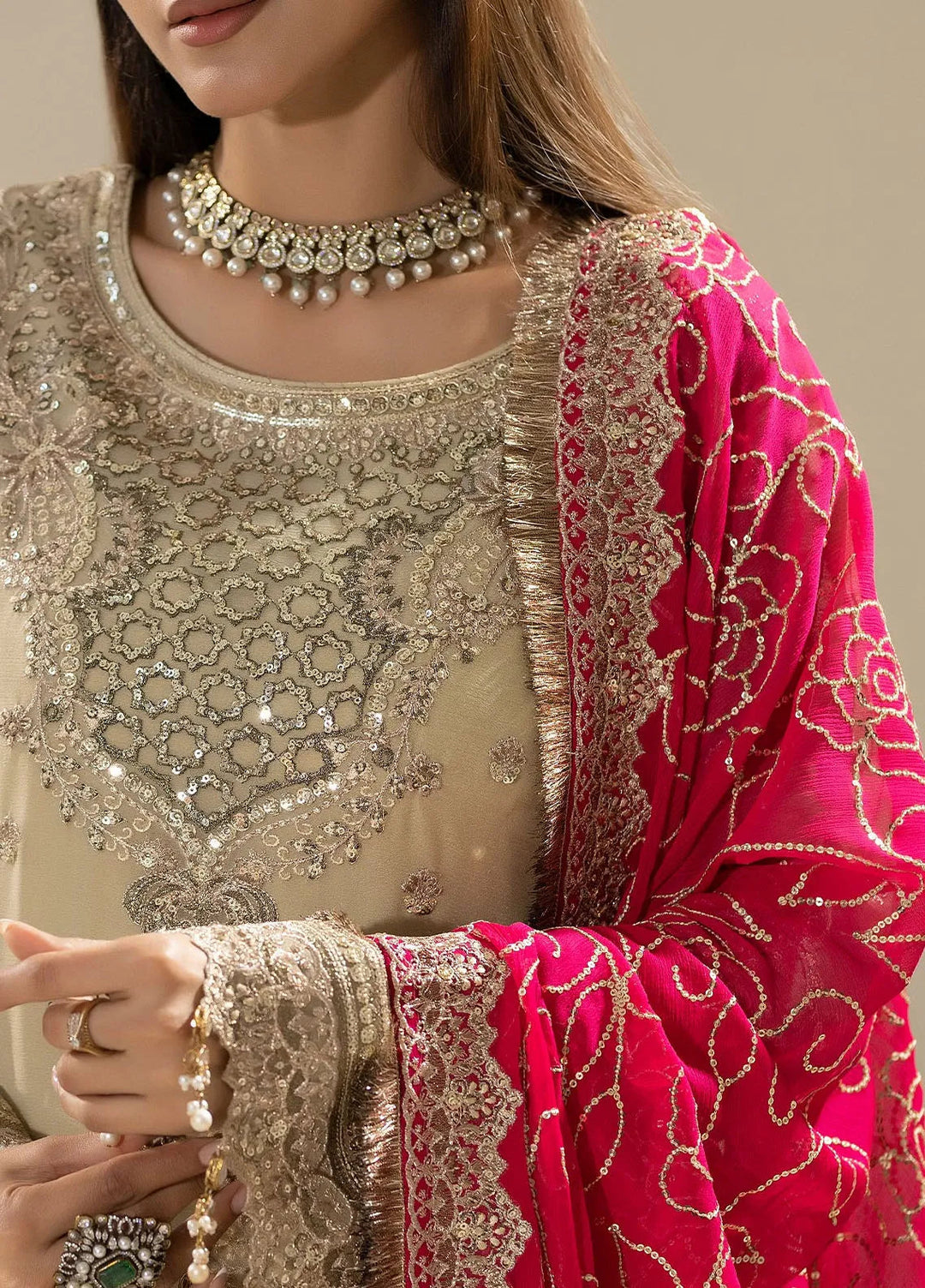 Nisha by Imrozia Premium Pret Embroidered Chiffon 3 Piece Suit M-88 Rinza