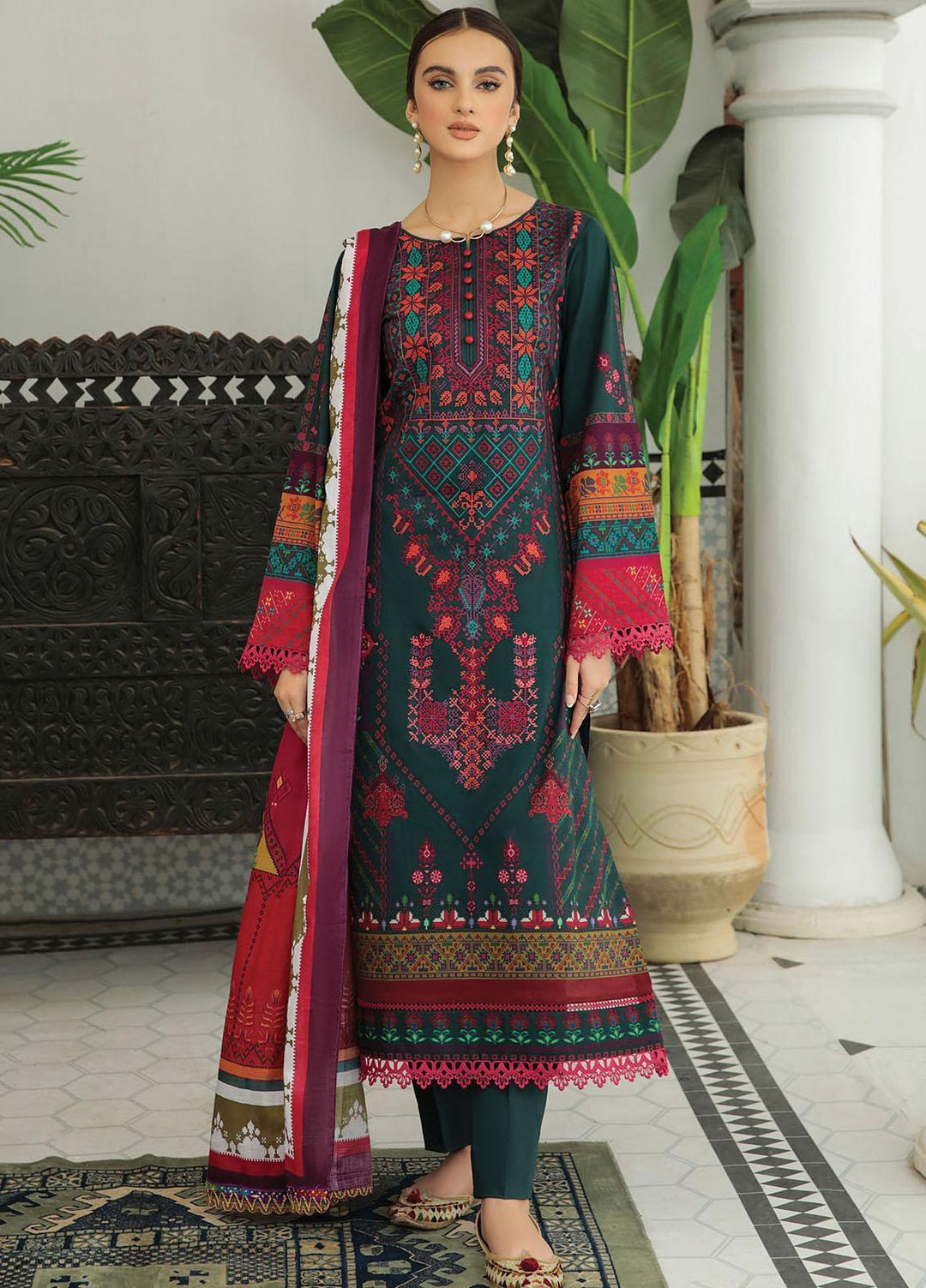 Nissa By RajBari Embroidered Lawn Suits Unstitched 3 Piece RB22DW 1A - Daily Wear Collection