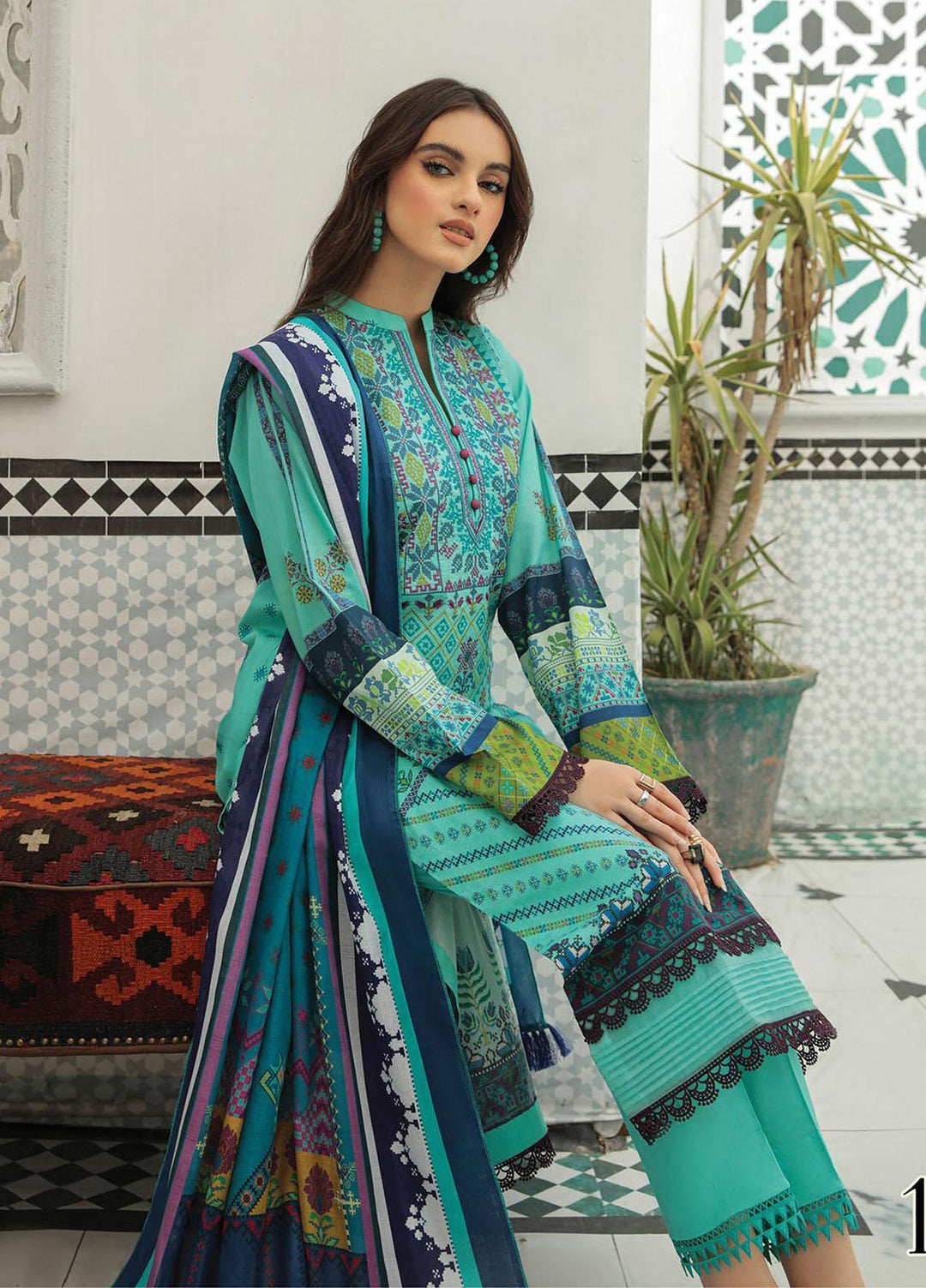 Nissa By RajBari Embroidered Lawn Suits Unstitched 3 Piece RB22DW 1B - Daily Wear Collection