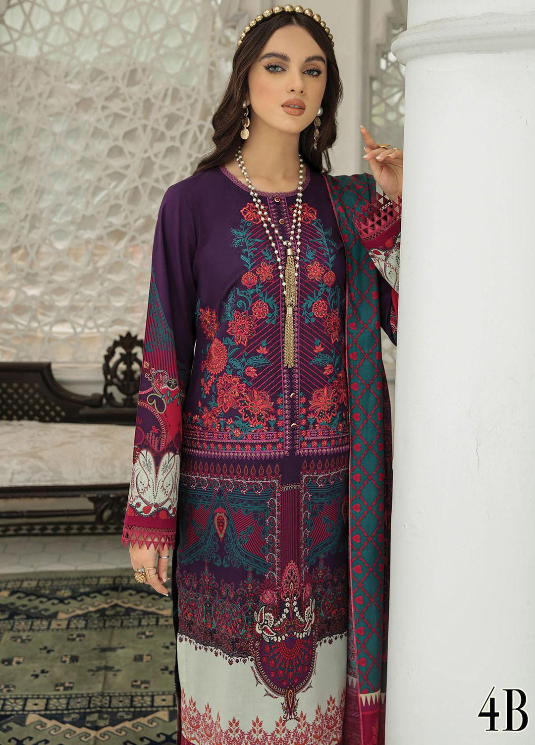 Nissa By RajBari Embroidered Lawn Suits Unstitched 3 Piece RB22DW 4B - Daily Wear Collection