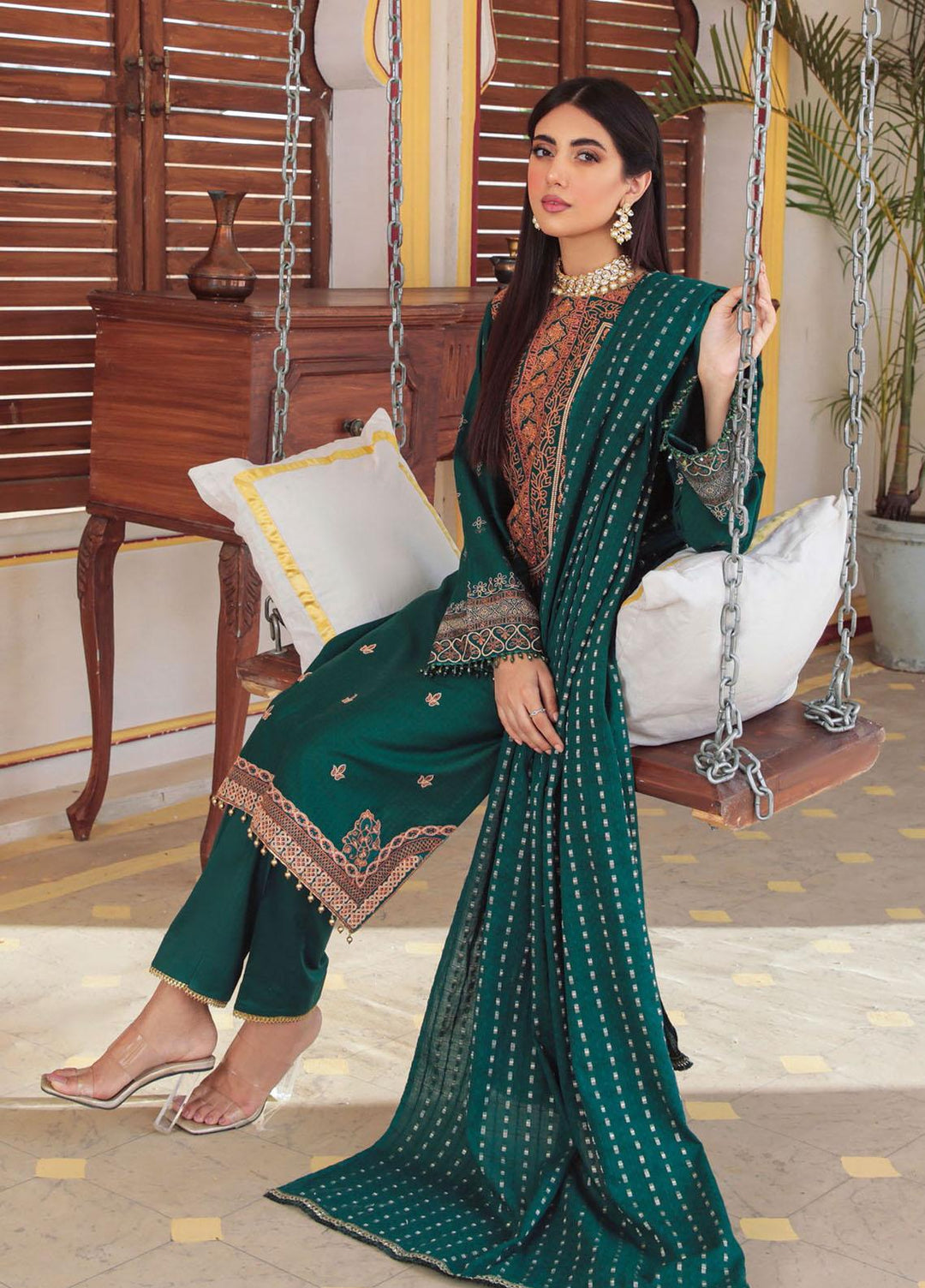 Nissa by RajBari Embroidered Jacquard Suits Unstitched 3 Piece RB22F 01 - Festive Collection
