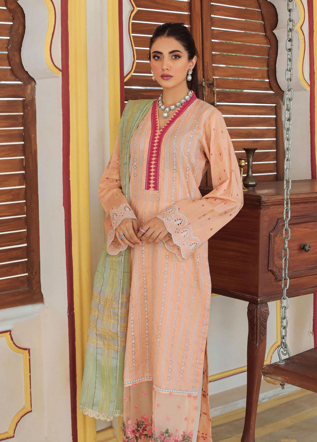 Nissa by RajBari Embroidered Schiffli Suits Unstitched 3 Piece RB22F 03 - Festive Collection