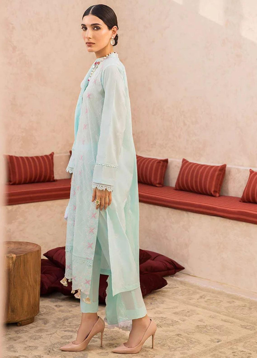 Nissa By RajBari Embroidered Chikankari Schiffli Suits Unstitched 3 Piece RB23NSC D-01 - Summer Collection