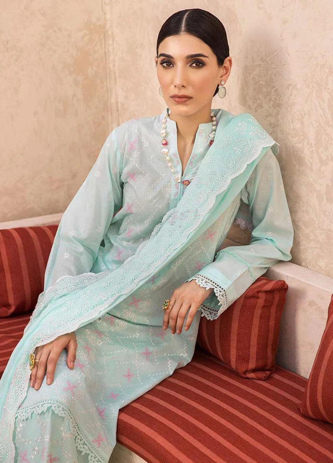 Nissa By RajBari Embroidered Chikankari Schiffli Suits Unstitched 3 Piece RB23NSC D-01 - Summer Collection