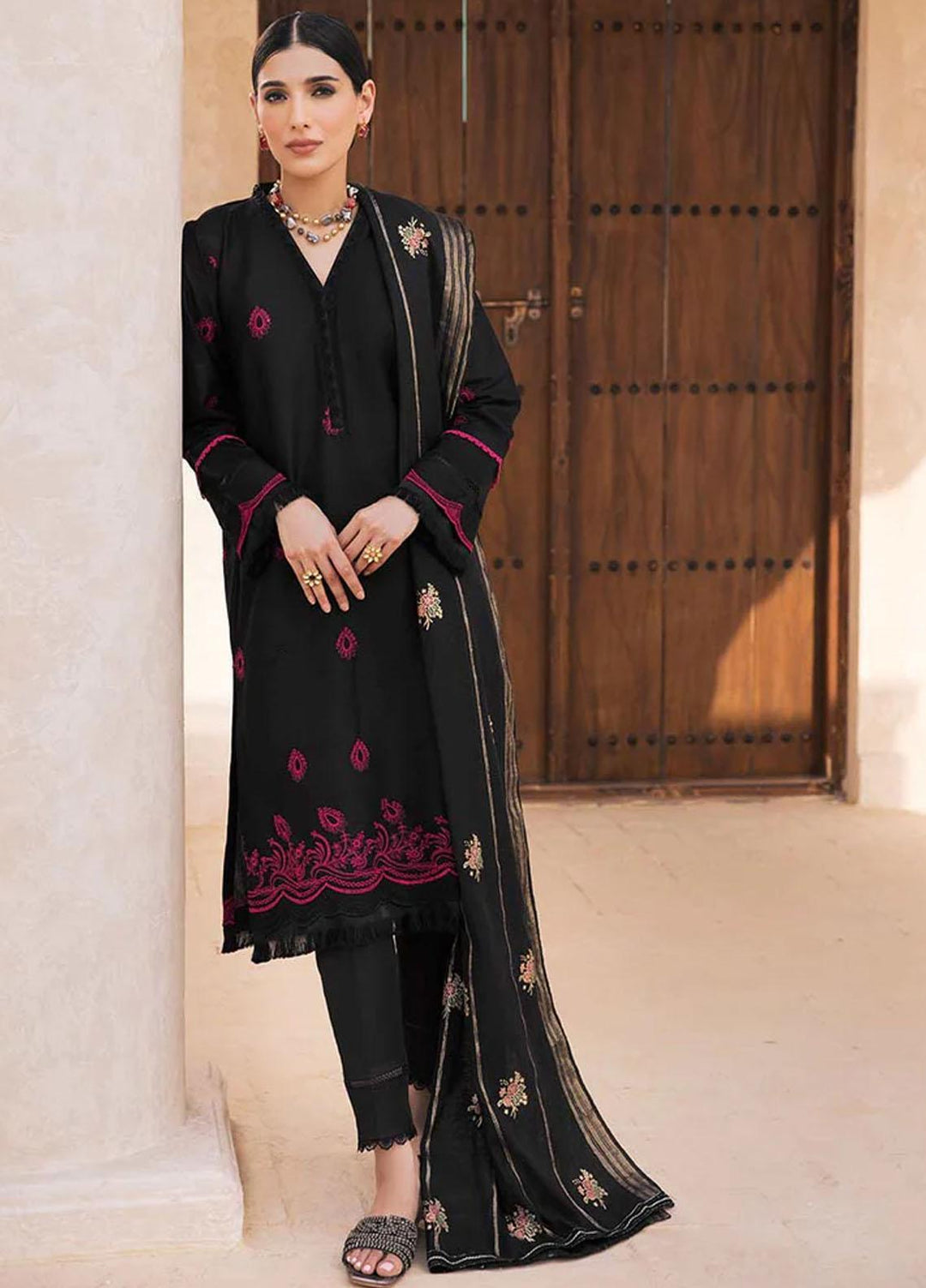 Nissa By RajBari Embroidered Chikankari Schiffli Suits Unstitched 3 Piece RB23NSC D-02 - Summer Collection