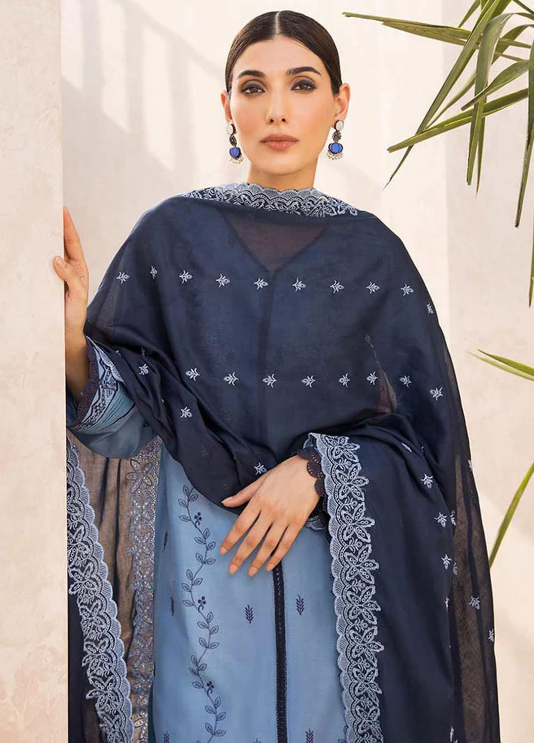 Nissa By RajBari Embroidered Chikankari Schiffli Suits Unstitched 3 Piece RB23NSC D-05 - Summer Collection