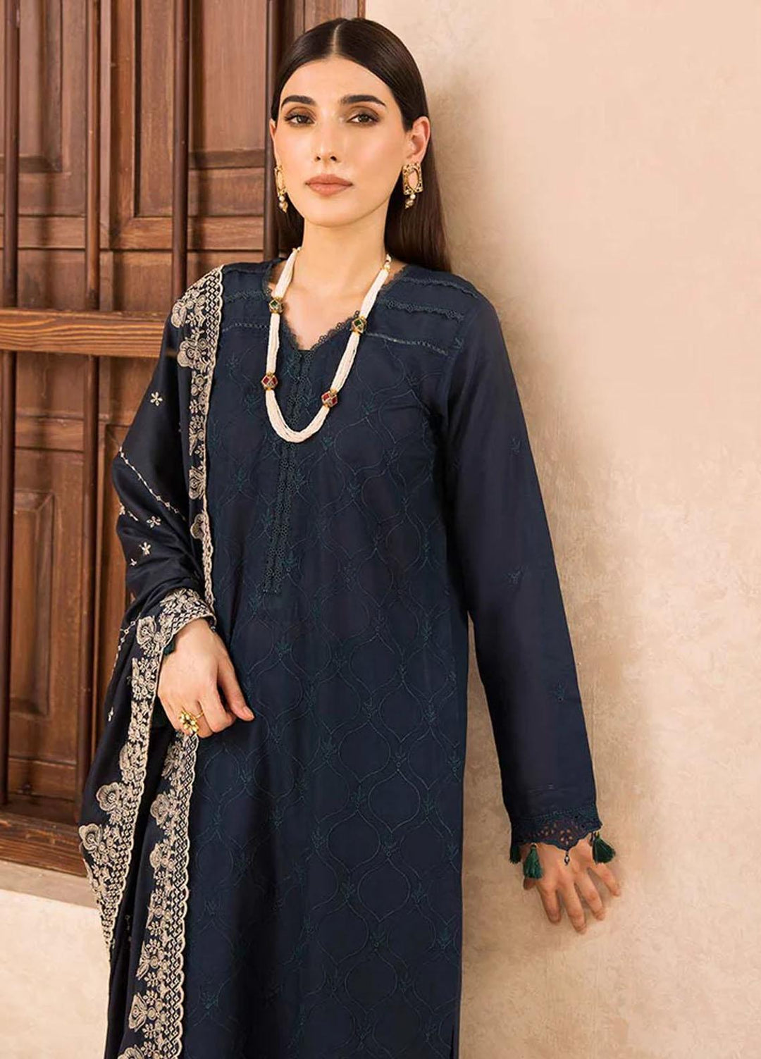 Nissa By RajBari Embroidered Chikankari Schiffli Suits Unstitched 3 Piece RB23NSC D-06 - Summer Collection