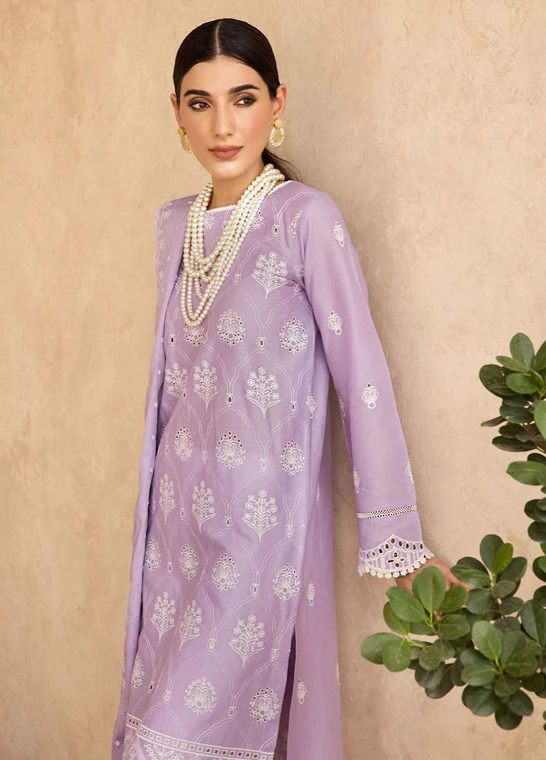 Nissa By RajBari Embroidered Chikankari Schiffli Suits Unstitched 3 Piece RB23NSC D-08 - Summer Collection