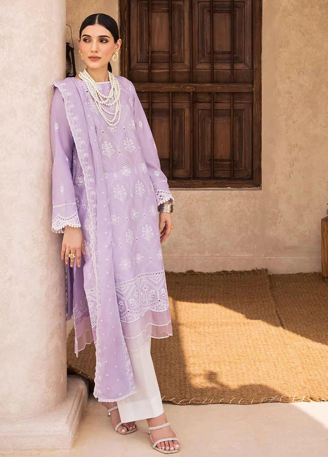 Nissa By RajBari Embroidered Chikankari Schiffli Suits Unstitched 3 Piece RB23NSC D-08 - Summer Collection