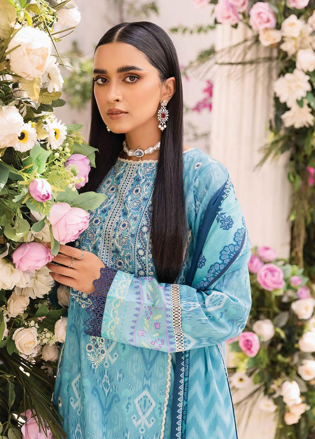Nissa By RajBari Embroidered Lawn Suits Unstitched 3 Piece RB23NS D2-A - Summer Collection