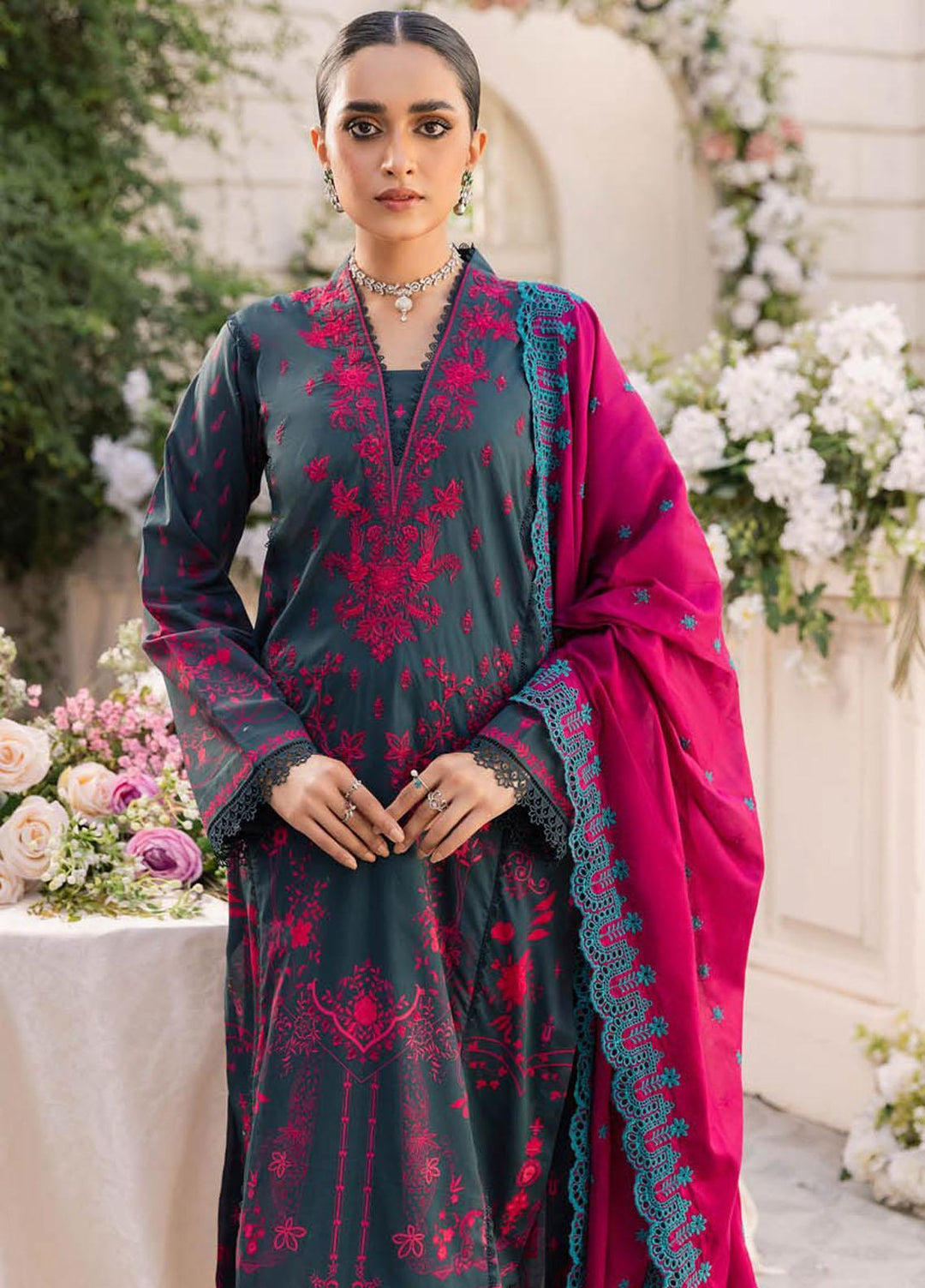Nissa By RajBari Embroidered Lawn Suits Unstitched 3 Piece RB23NS D3-A - Summer Collection