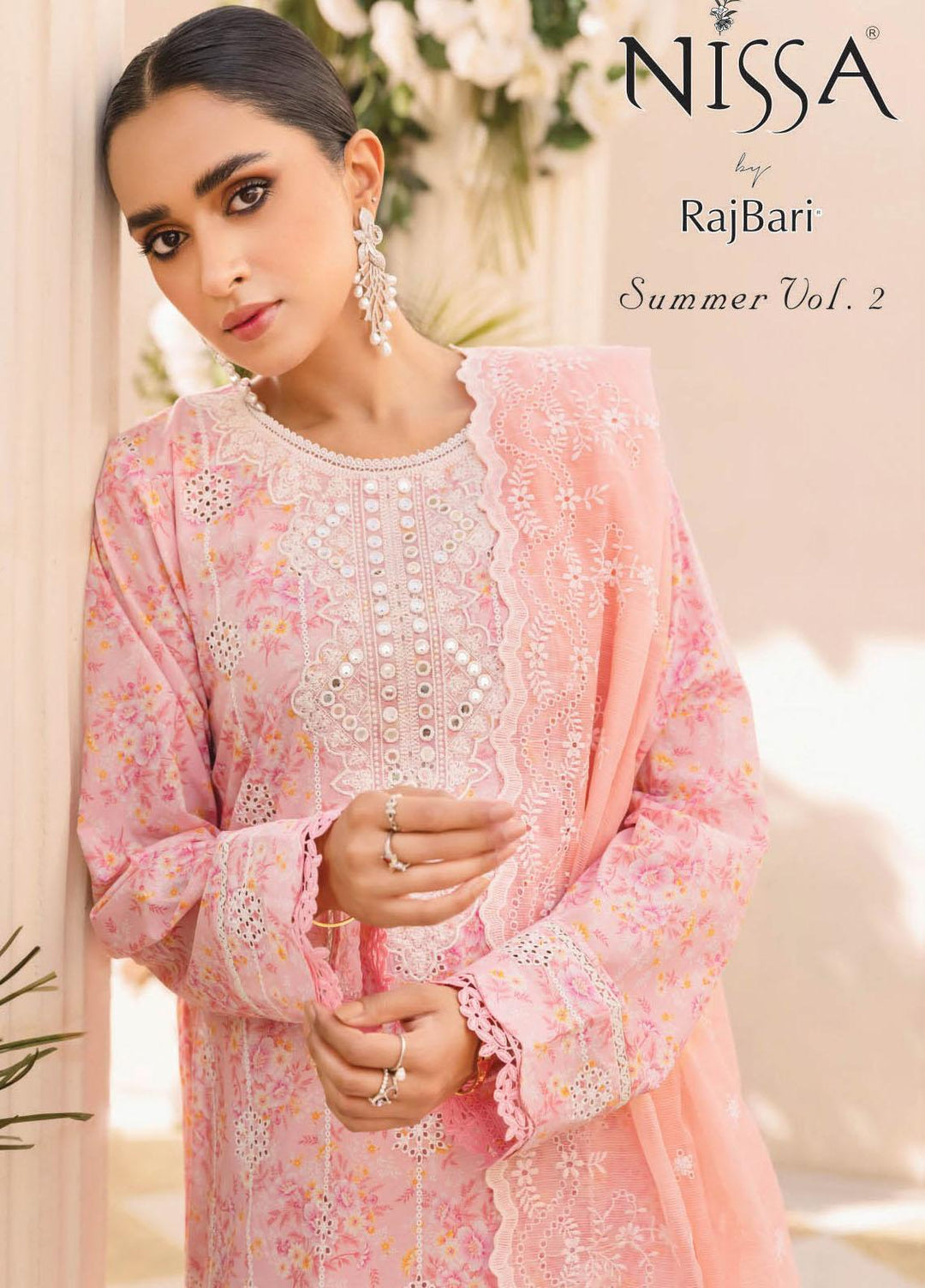Nissa By RajBari Embroidered Lawn Suits Unstitched 3 Piece RB23NS D4-B - Summer Collection