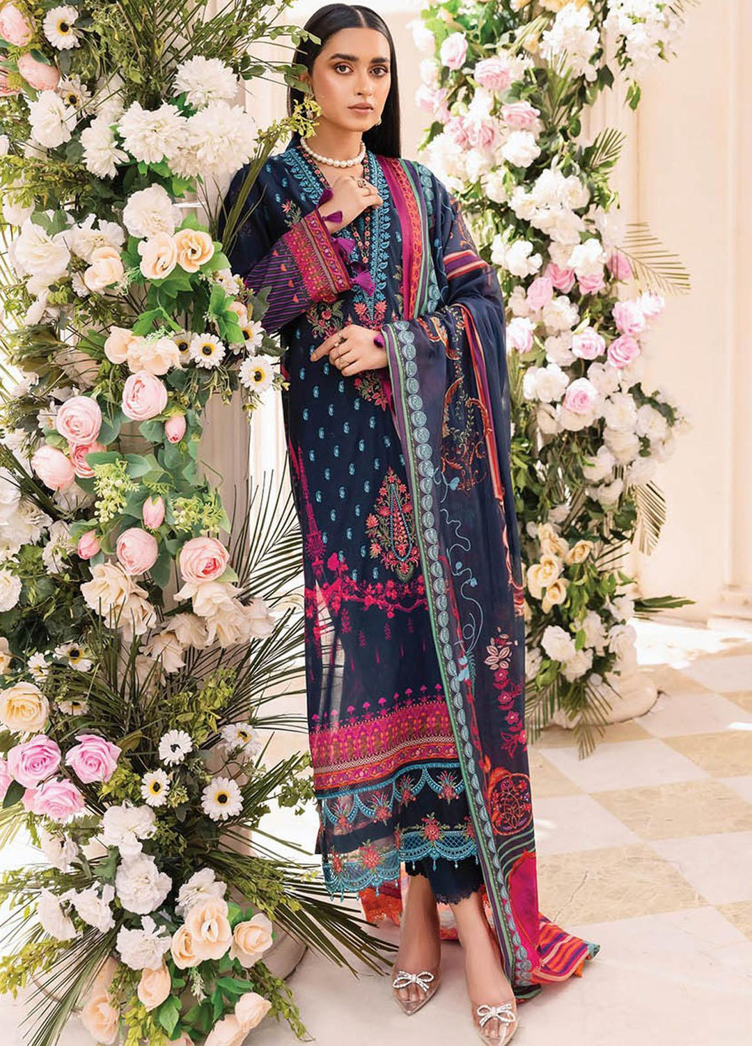 Nissa By RajBari Embroidered Lawn Suits Unstitched 3 Piece RB23NS D5-A - Summer Collection