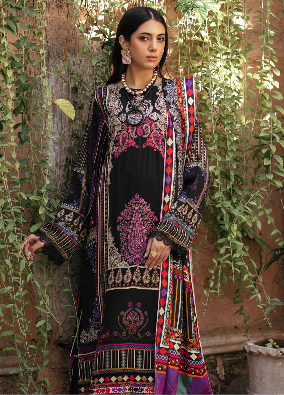 Nissa By RajBari Embroidered Corduroy Suits Unstitched 3 Piece RB23NW 2B - Winter Collection