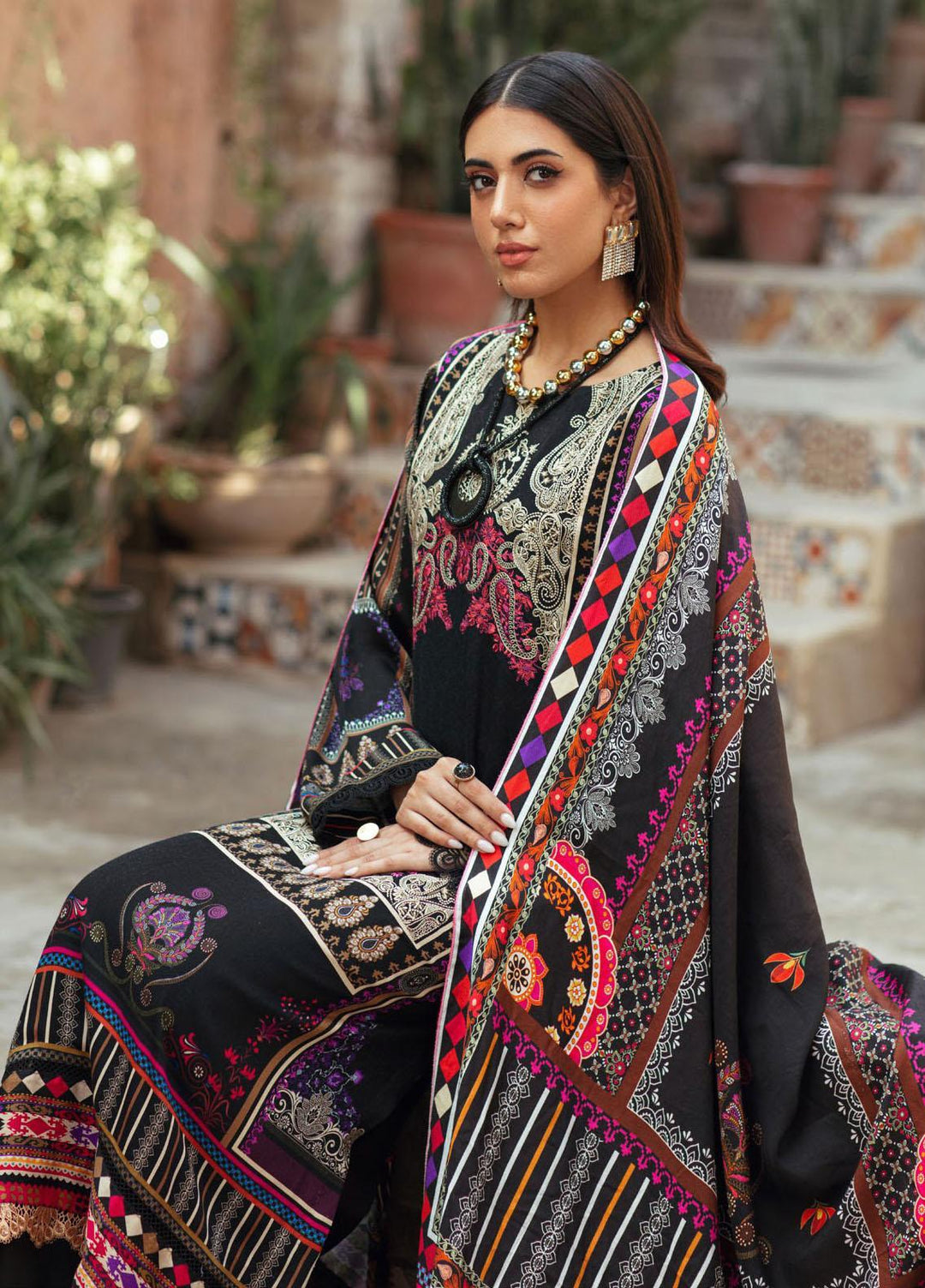 Nissa By RajBari Embroidered Corduroy Suits Unstitched 3 Piece RB23NW 2B - Winter Collection