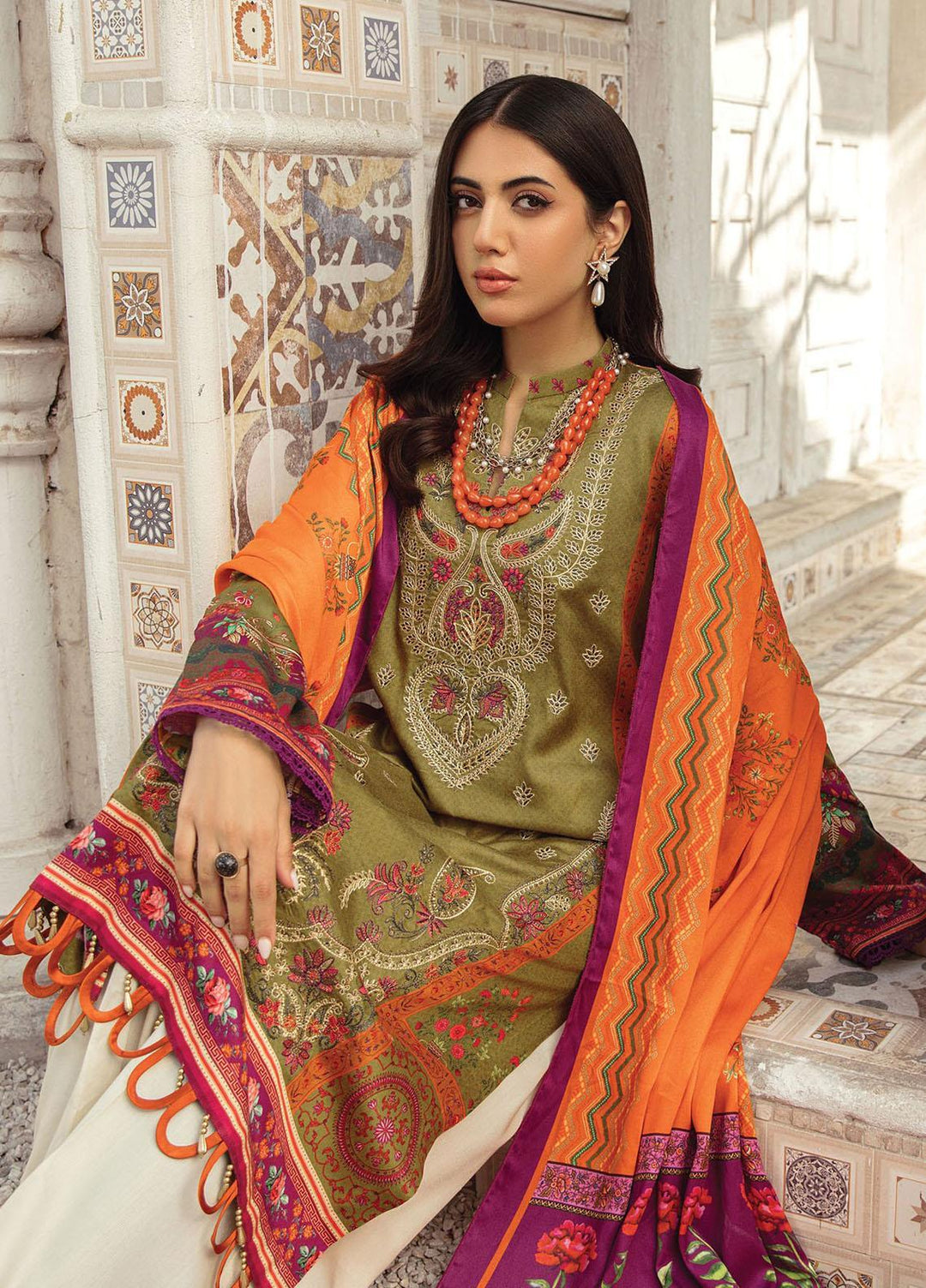 Nissa By RajBari Embroidered Corduroy Suits Unstitched 3 Piece RB23NW 4A - Winter Collection