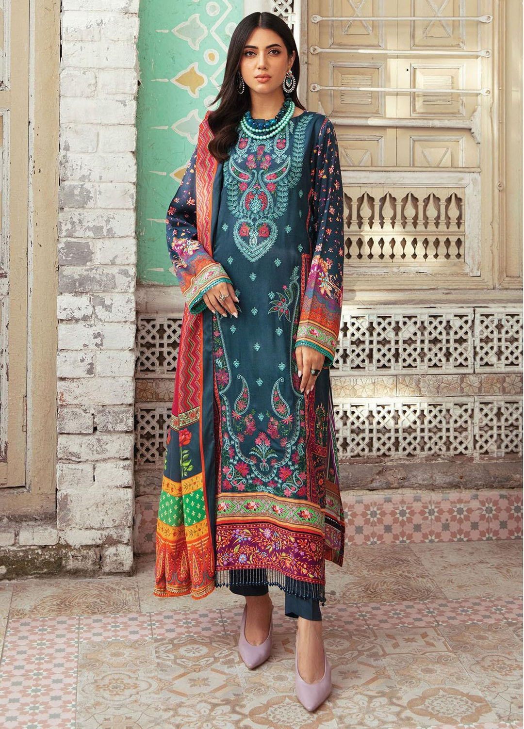 Nissa By RajBari Embroidered Corduroy Suits Unstitched 3 Piece RB23NW 4B - Winter Collection