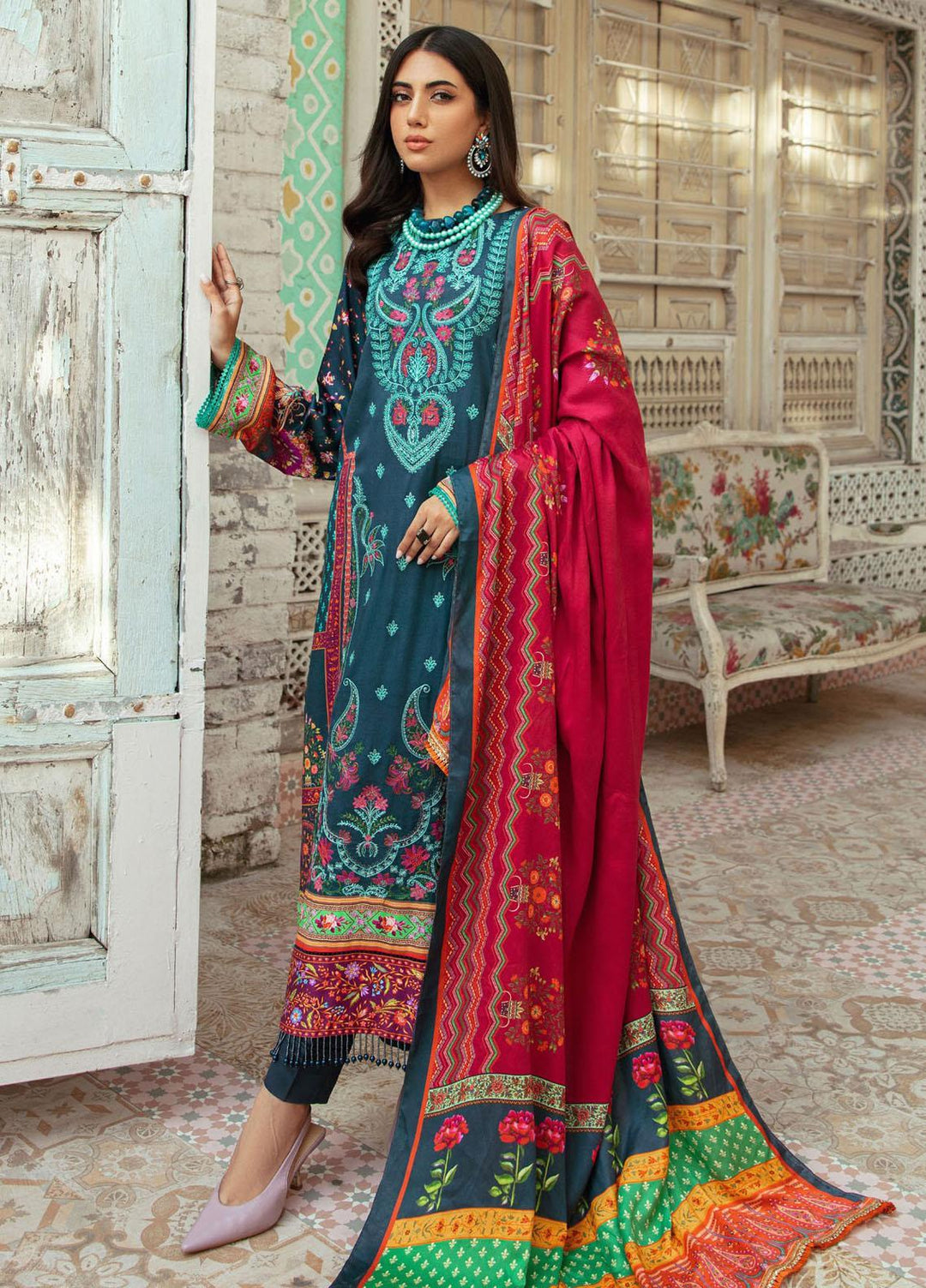 Nissa By RajBari Embroidered Corduroy Suits Unstitched 3 Piece RB23NW 4B - Winter Collection