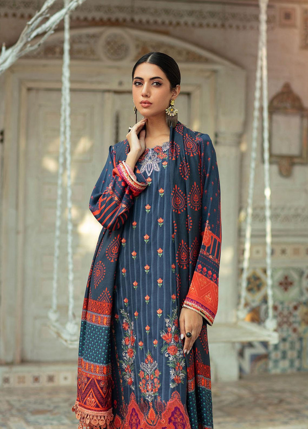 Nissa By Rajbari Embroidered Corduroy Suits Unstitched 3 Piece RB22NW 1B - Winter Collection