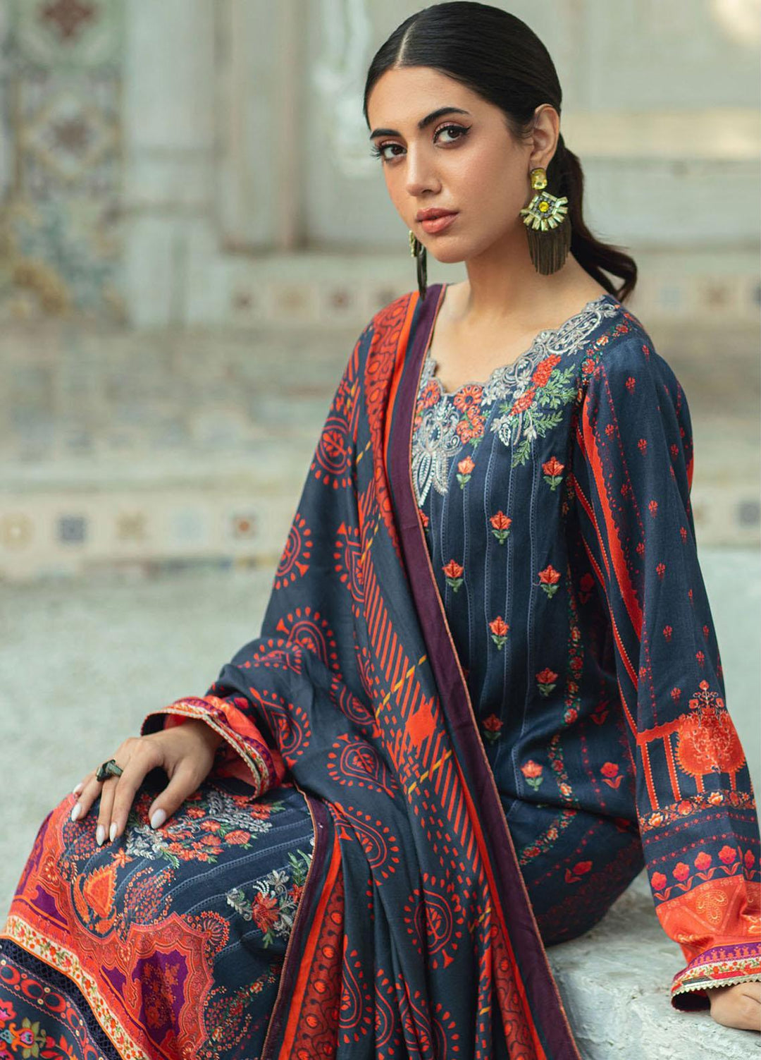Nissa By Rajbari Embroidered Corduroy Suits Unstitched 3 Piece RB22NW 1B - Winter Collection