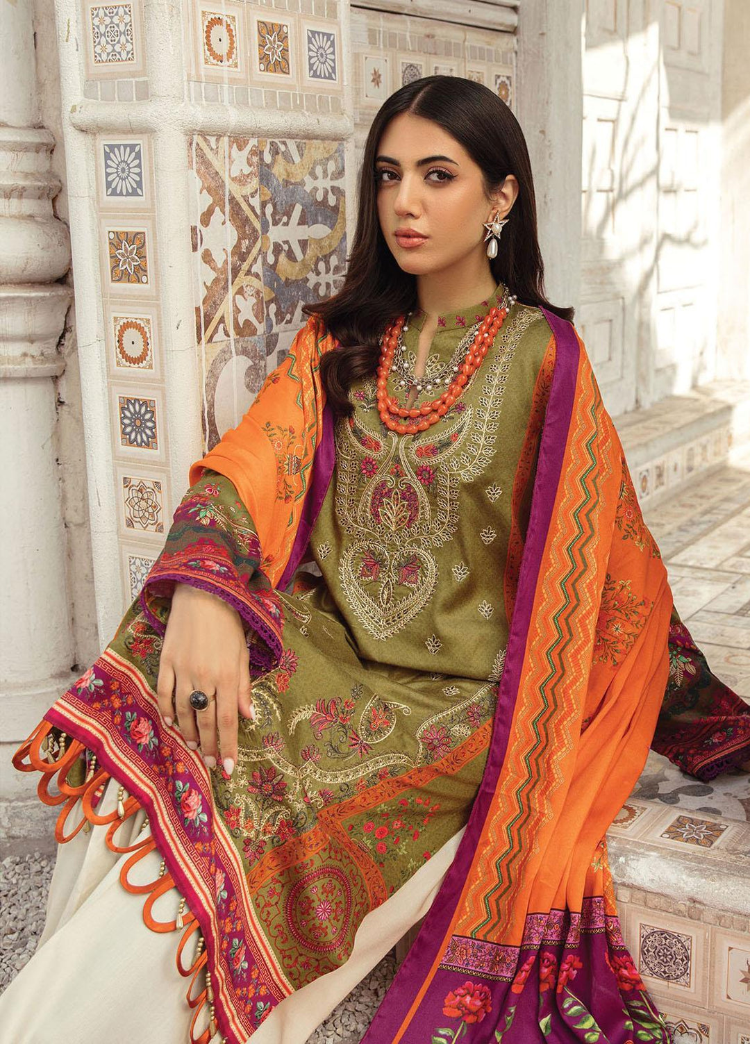 Nissa By Rajbari Embroidered Corduroy Suits Unstitched 3 Piece RB22NW 4A - Winter Collection
