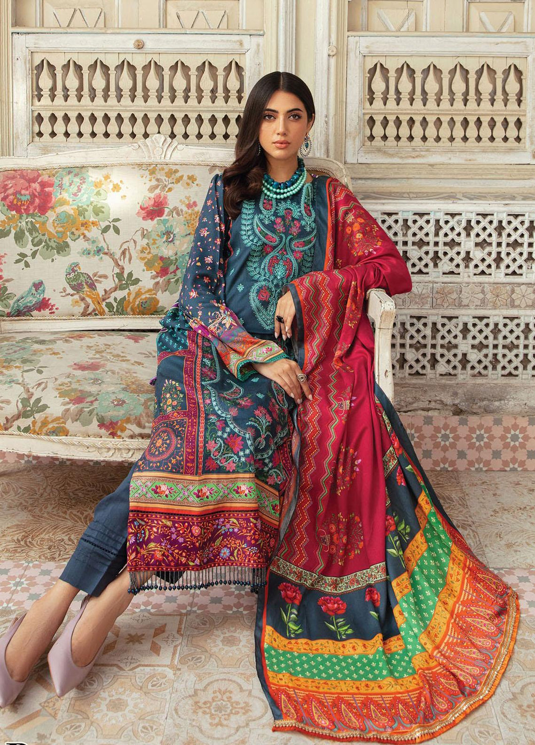 Nissa By Rajbari Embroidered Corduroy Suits Unstitched 3 Piece RB22NW 4B - Winter Collection
