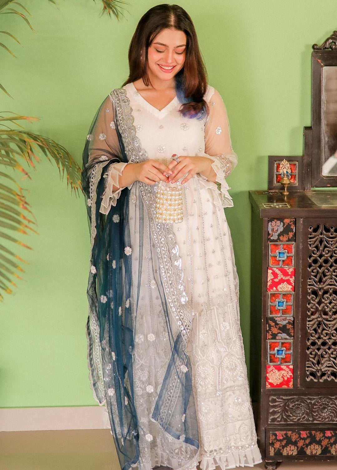 Jashan-e-Eid By Noorma Kaamal Embroidered Net Suits Unstitched 3 Piece NK23JE NK-JE03 - Festive Collection