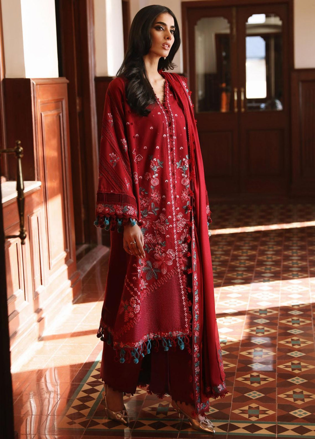 Noemei By Republic Womenswear Embroidered Khaddar Suits Unstitched 3 Piece RW23N D1-A - Luxury Winter Collection