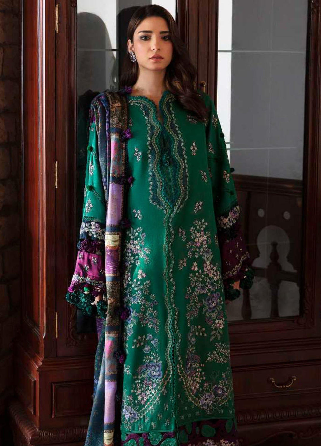 Noemei By Republic Womenswear Embroidered Karandi Suits Unstitched 3 Piece RW23N D3-B - Luxury Winter Collection