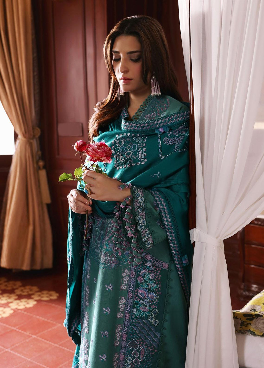 Noemei By Republic Womenswear Embroidered Khaddar Suits Unstitched 3 Piece RW23N D4-A - Luxury Winter Collection