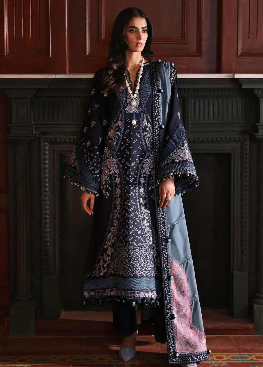 Noemei By Republic Womenswear Embroidered Khaddar Suits Unstitched 3 Piece RW23N D5-B - Luxury Winter Collection