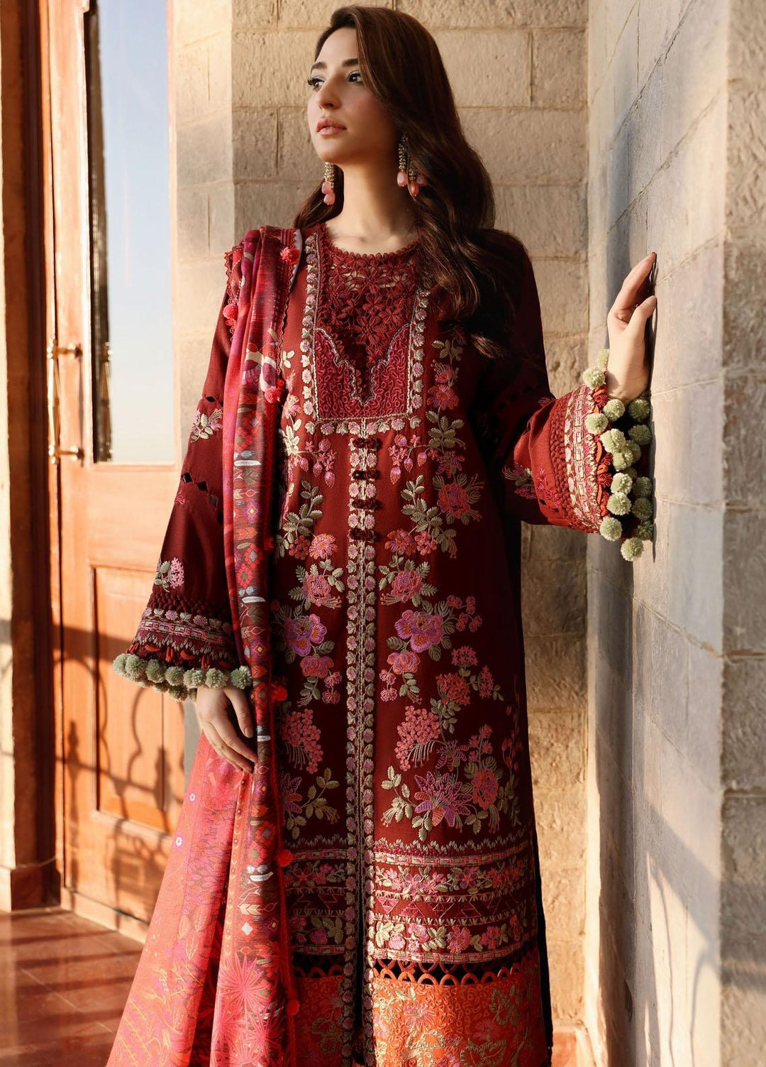 Noemei By Republic Womenswear Embroidered Karandi Suits Unstitched 3 Piece RW23N D7-B - Luxury Winter Collection