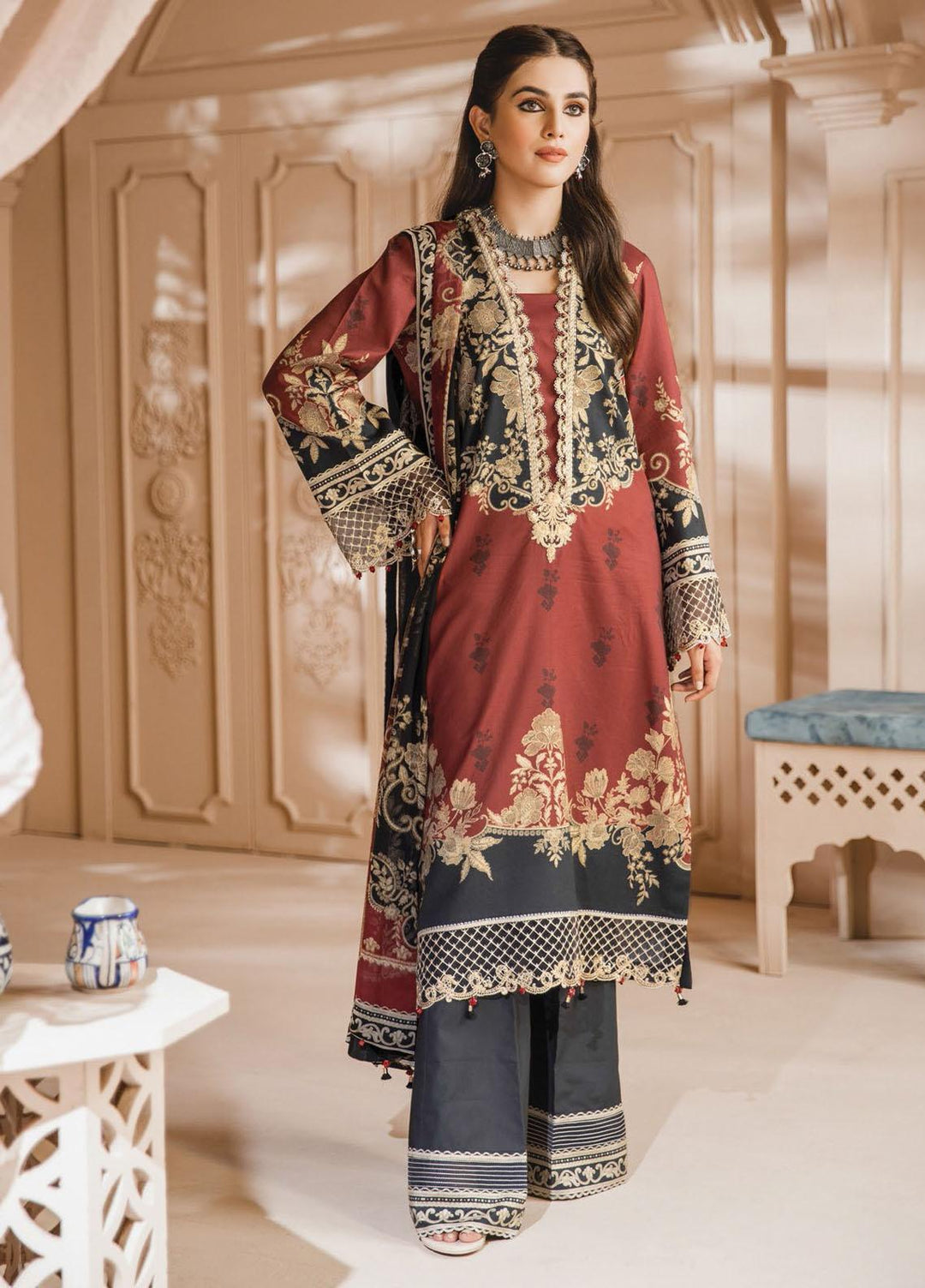 Noor Bano by Anaya Embroidered Cambric Suits Unstitched 3 Piece AKC21NB AEC21-02 ALIYA - Winter Collection