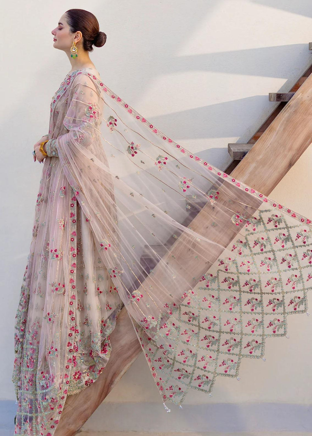 Noor By Azzal Embroidered Net Suits Unstitched 4 Piece AZZ23N D-01 Amira - Luxury Collection