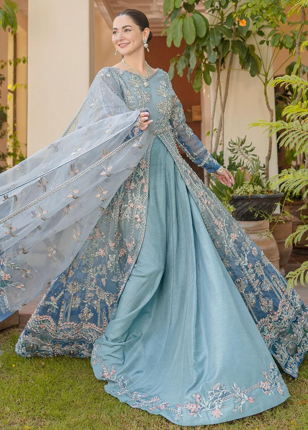 Noor By Azzal Embroidered Organza Suits Unstitched 4 Piece AZZ23N D-02 Mishaal - Luxury Collection