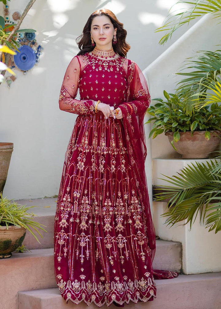 Noor By Azzal Embroidered Net Suits Unstitched 4 Piece AZZ23N D-03 Gulaab - Luxury Collection