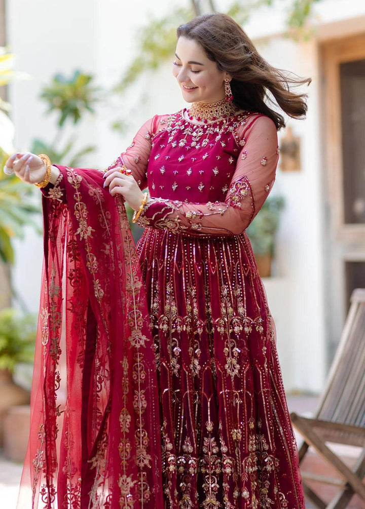 Noor By Azzal Embroidered Net Suits Unstitched 4 Piece AZZ23N D-03 Gulaab - Luxury Collection