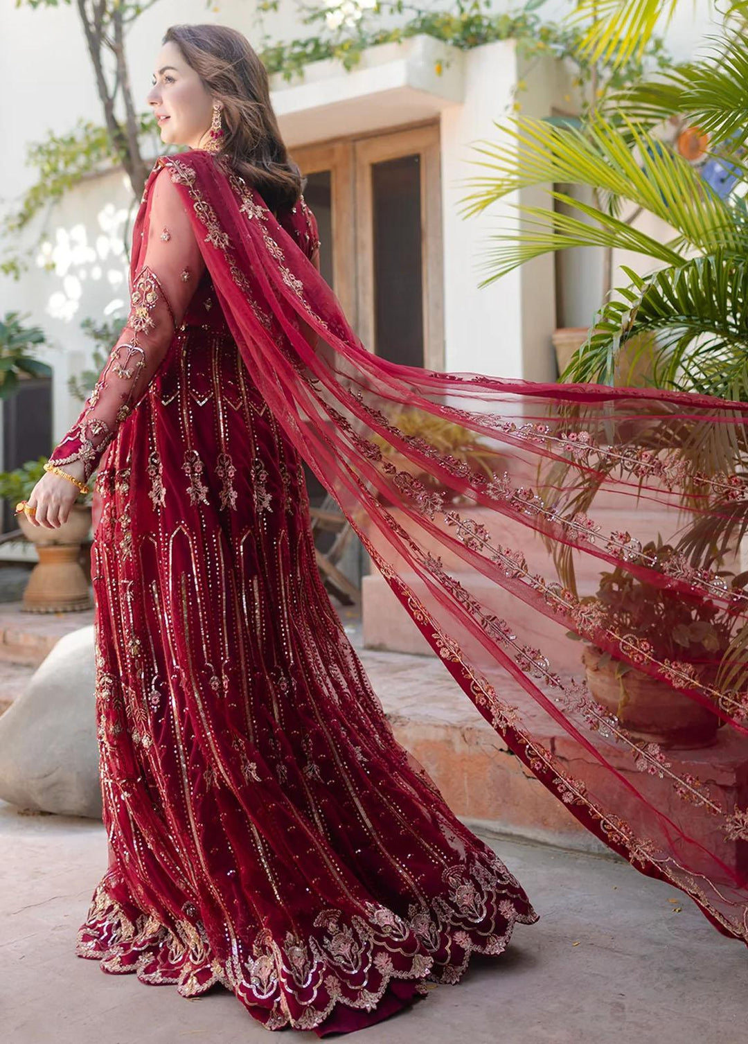 Noor By Azzal Embroidered Net Suits Unstitched 4 Piece AZZ23N D-03 Gulaab - Luxury Collection