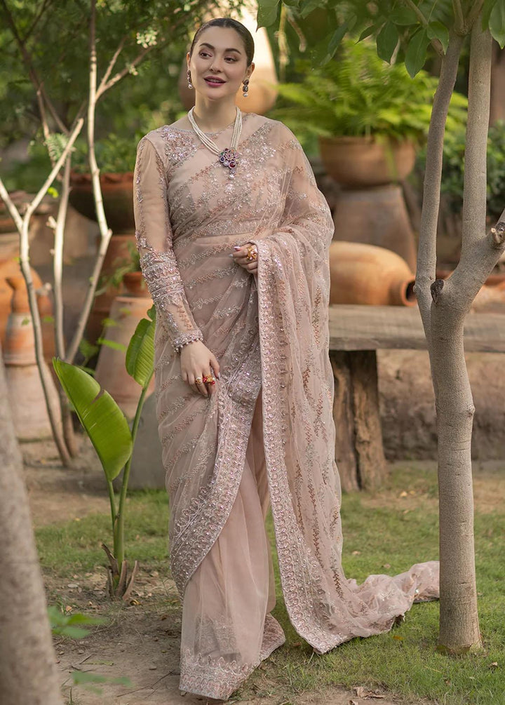 Noor By Azzal Embroidered Net  Unstitched Saree AZZ23N D-04 Derya - Luxury Collection