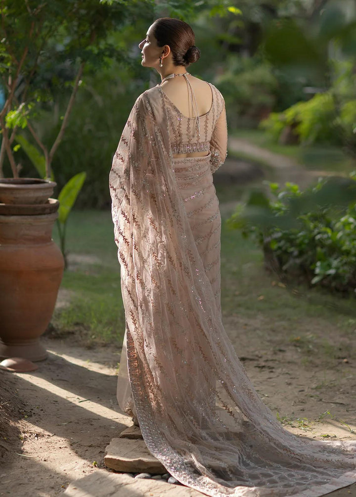 Noor By Azzal Embroidered Net  Unstitched Saree AZZ23N D-04 Derya - Luxury Collection