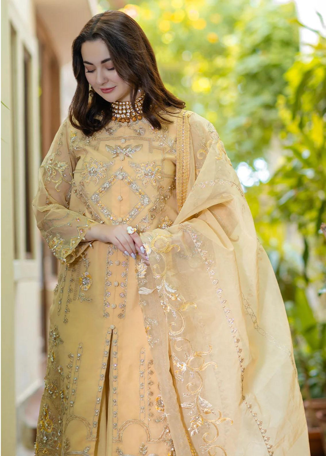 Noor By Azzal Embroidered Organza Suits Unstitched 4 Piece AZZ23N D-05 Nureh - Luxury Collection