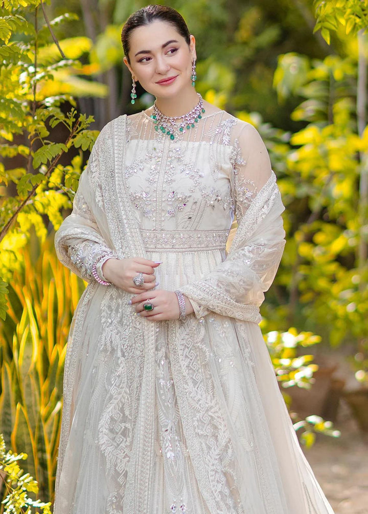 Noor By Azzal Embroidered Net Suits Unstitched 4 Piece AZZ23N D-06 Safed - Luxury Collection