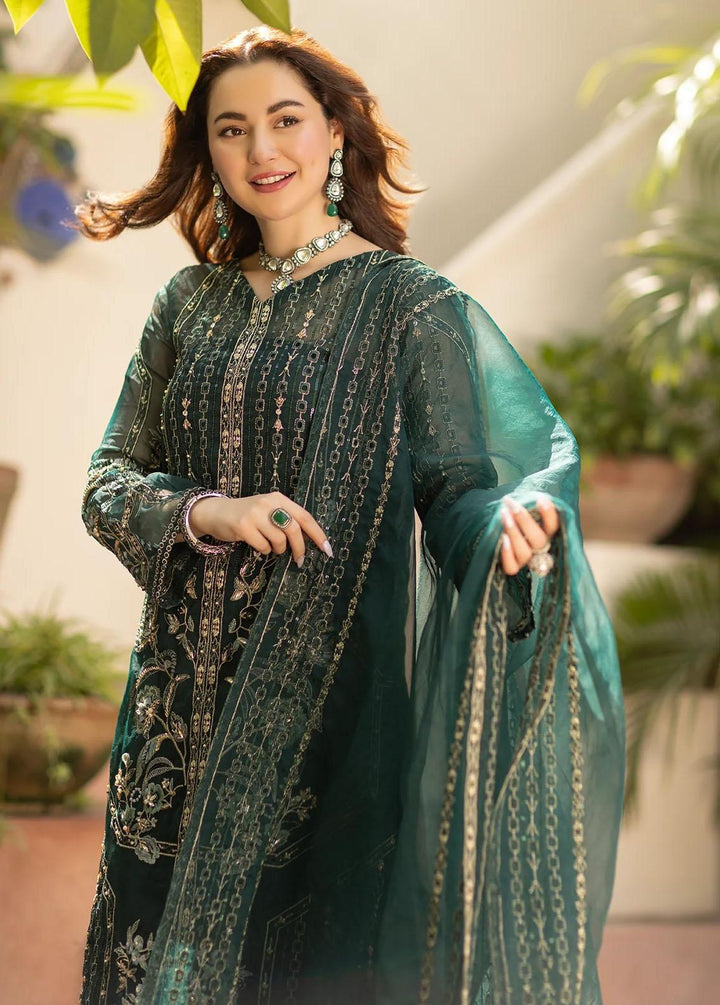 Noor By Azzal Embroidered Organza Suits Unstitched 4 Piece AZZ23N D-07 Eira - Luxury Collection