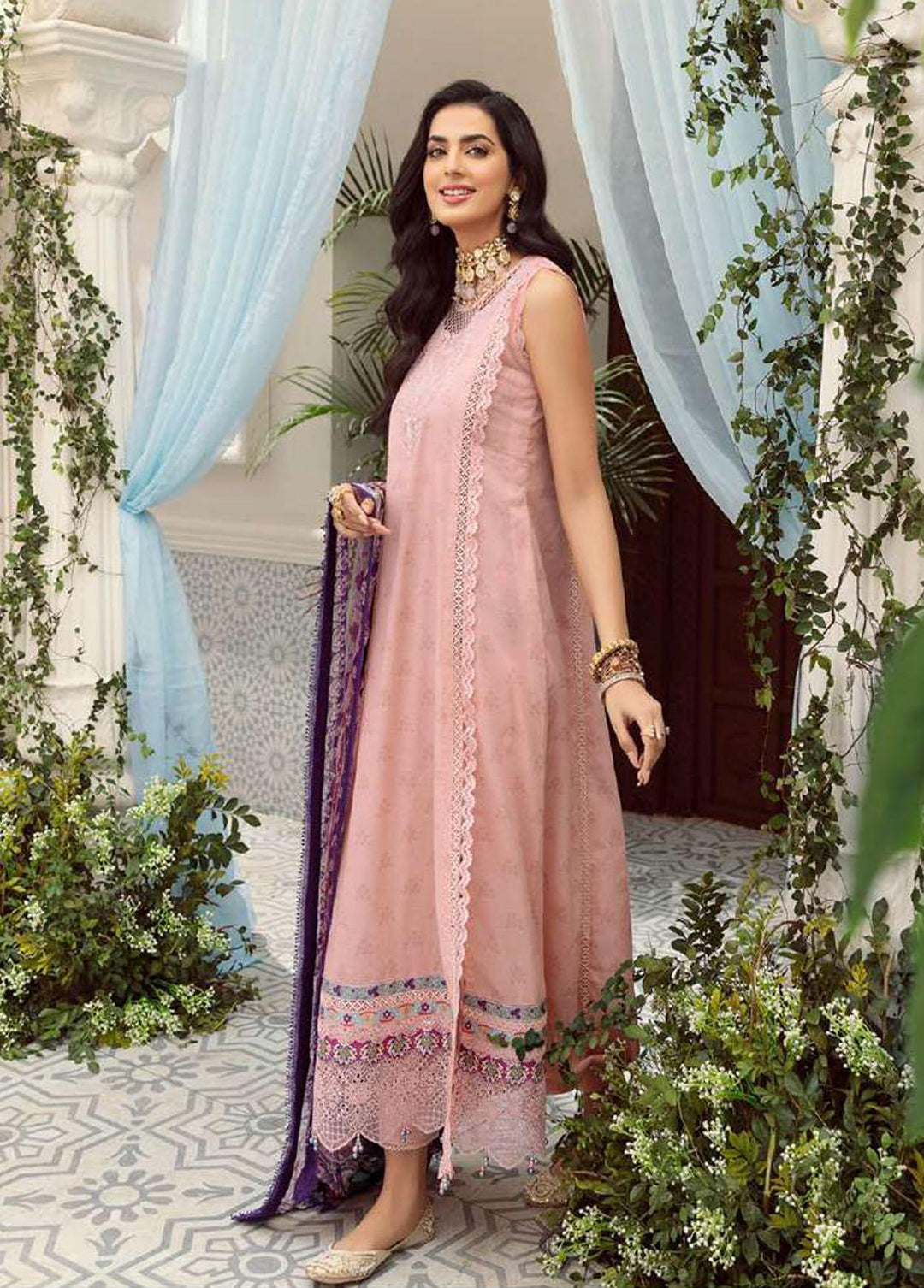 Noor by Saadia Asad Embroidered Lawn Suits Unstitched 3 Piece SA22N D7A - Summer Collection