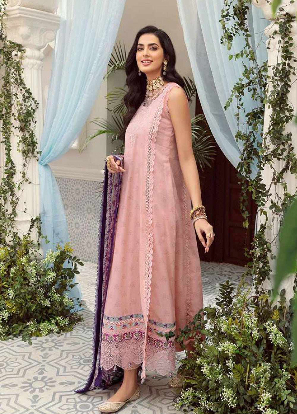 Noor by Saadia Asad Embroidered Lawn Suits Unstitched 3 Piece SA22N D7A - Summer Collection