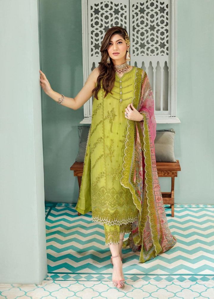 Noor By Saadia Asad Embroidered Chiffon Suits Unstitched 3 Piece NSA22C D1 - Luxury Collection