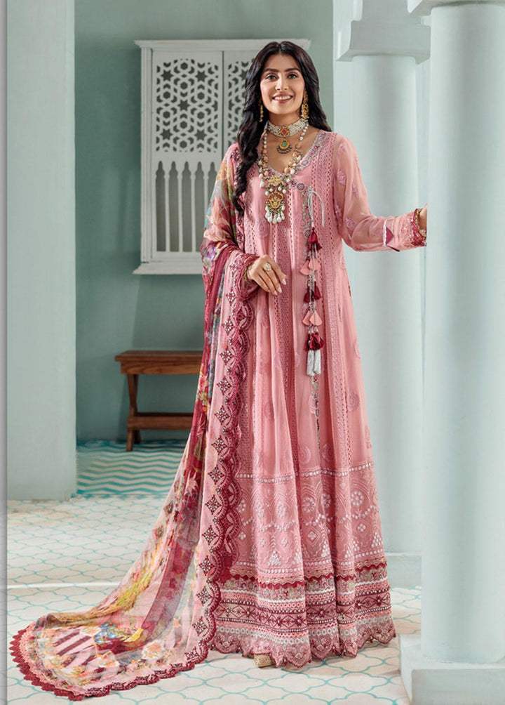 Noor By Saadia Asad Embroidered Chiffon Suits Unstitched 3 Piece NSA22C D2 - Luxury Collection