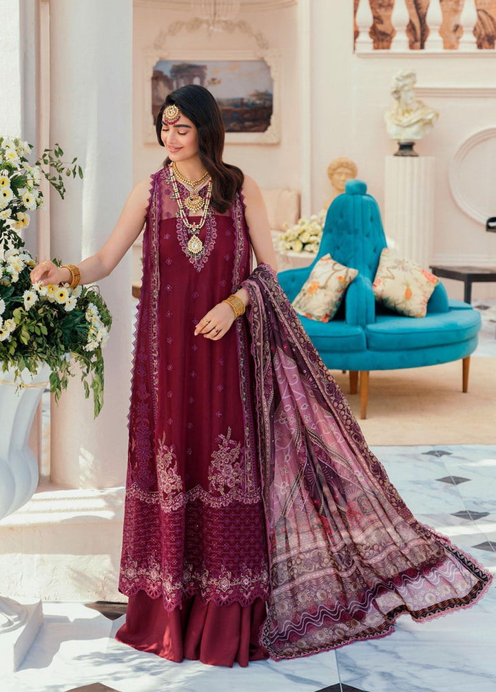 Noor By Saadia Asad Embroidered Chiffon Suits Unstitched 3 Piece NSA22C D6 - Luxury Collection
