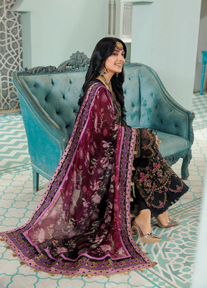 Noor By Saadia Asad Embroidered Chiffon Suits Unstitched 3 Piece NSA22C D8 - Luxury Collection
