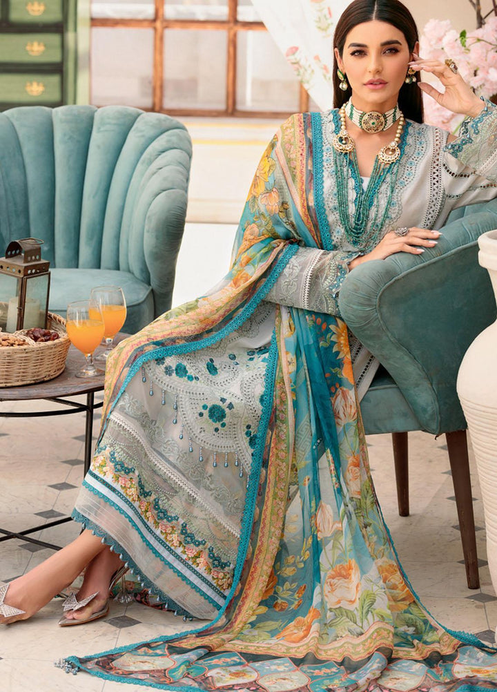 Noor by Saadia Asad Embroidered Lawn Suits Unstitched 3 Piece NSA22E D2B - Eid Collection